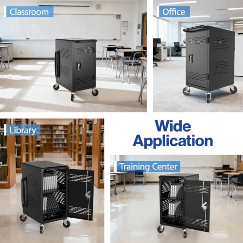 POCHAR Fully Assembled 20 Devices Laptop Charging Cart for Chromebook iPad