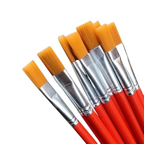 YUANQING Red Stem Nylon Flat Oil Painting Brush Acrylic Watercolor Art Brush Paint Layout
