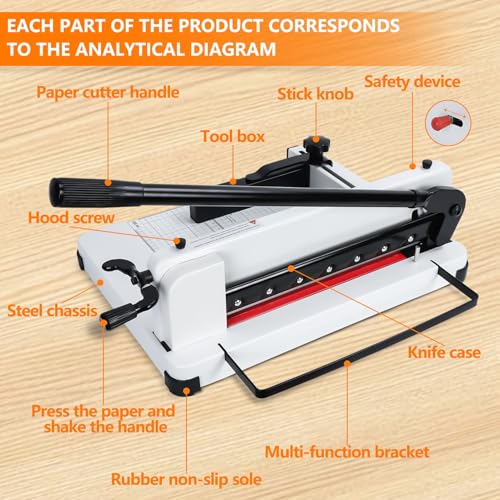 Paper Cutter,Paper Cutter Slider,Guillotine Paper Cutter,15 inch Wrapping Paper Cutter,Guillotine Paper Cutters and Trimmers Cards Leather with Metal Base for Office Home School,Solid Steel