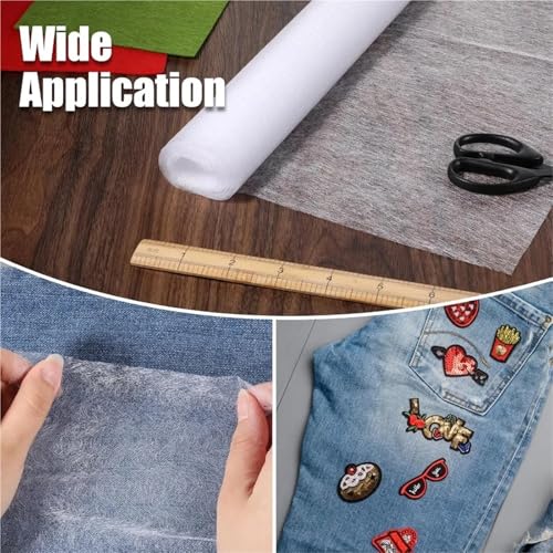 Heat Bond Iron-On Adhesive Double Sided Fusible Web White Iron-On Adhesive Non-Woven Interfacing Bonding for Fabric Applique Sewing(15set)