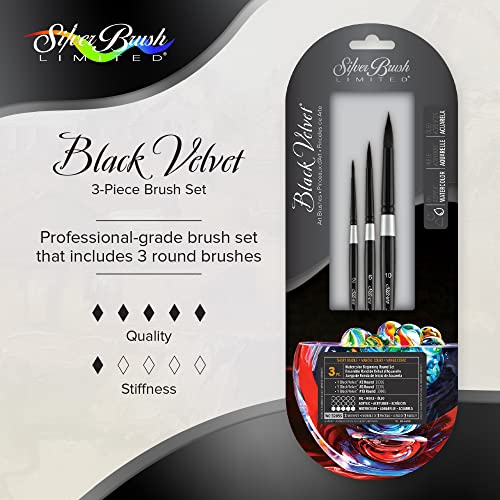 Silver Brush Limited Black Velvet Watercolor Beginning Round Set, 3pc