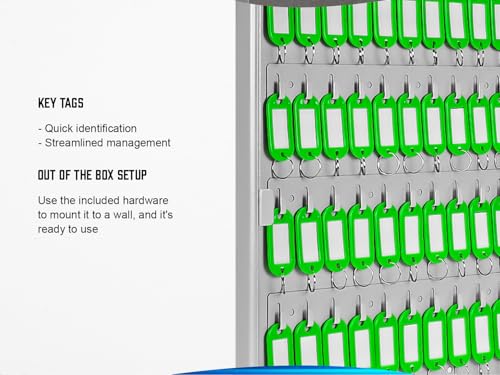 Barska 40-Position Key Cabinet Lock Box with Key Lock – See-Through Door, Numbered Hooks, Green Tags, Wall Mount Steel Organizer for Home, Office, or Property Management
