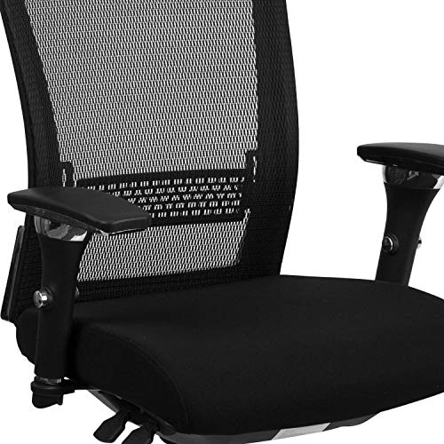 Flash Furniture HERCULES Series 24/7 Intensive Use 300 lb. Rated Black Mesh Multifunction Ergonomic Office Chair with Seat Slider