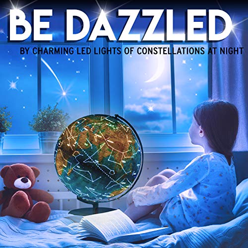 Get Life Basics 13” Illuminated Constellation World Globe for Kids & Adults