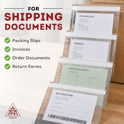 APQ Supply Clear Packing List Envelopes, 9.5 x 12 Inch Self Seal Shipping Document Pouches, 500 Pack for Business Warehouse E Commerce Fulfillment and Shipping Departments