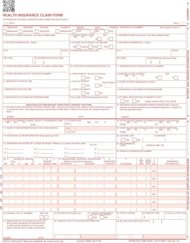 CMS 1500 Claim Forms "ICD-10" HCFA (Version 02/12) - Health Insurance, Laser Cut Sheet - 2500 Sheets