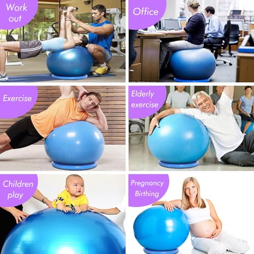 SRNSAEB Core Ball Chair for Your Office with Replacement Ball, Workout Ball Home Gym/Balance Ball Desk Chairs for Adults, to Fitness Yoga Pregnancy(Blue,55cm (21 7/10in))