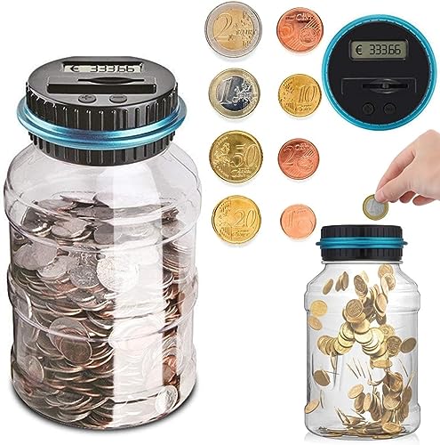 ASMEIR Large Capacity Electronic Piggy Bank Digital LCD Counting Coin Counter Bank Coin Money Saving Box for USD Euro Kids Adults Gifts (Color : GBP Type)