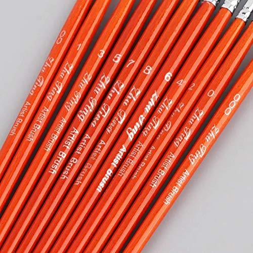 HBJWOV 11 pcs/Set Professional Detail Paint Brush Pointed Tip Miniature Brushes for Acrylic Watercolor Oil Drawing Kits