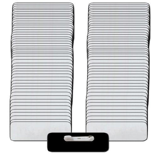 Name Badges with Pin Fastener UNATTACHED - 100 Pack Kit Includes Crystal Clear Gloss Printable Labels - Silver Plastic Name Badges with 1/4th Rounded Corners 1 X 3 Inch Size