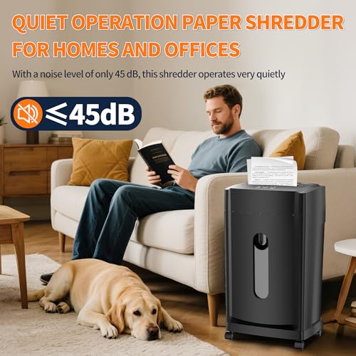 KRT KRT KRT Paper Shredder for Office Home, 18-Sheet Micro Cut Paper Shredder Auto Feed Cross Cut with 8 Gallons Bin, P-4 High Security Level, Shreds CDs/DVDs, Black