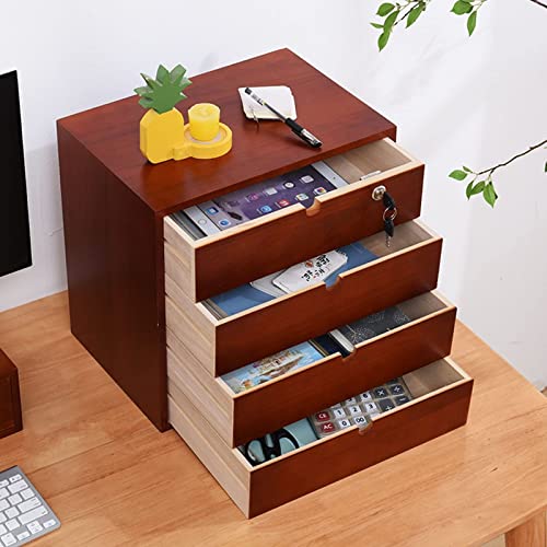 EliteBloom Desktop File Cabinet - Solid Wood Storage Box - Desktop Organizer, Locking Dresser Filing Cabinet, Office & Home School Desk Drawers Organizer and Accessories, Desk Organ,6 Drawer