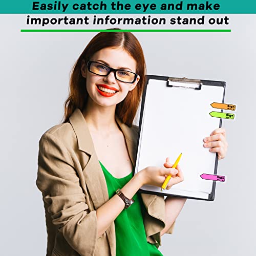 Tatuo 4800 Pcs Sign Here Arrow Tabs Self-Stick Flags 8 Colors, Sign Here