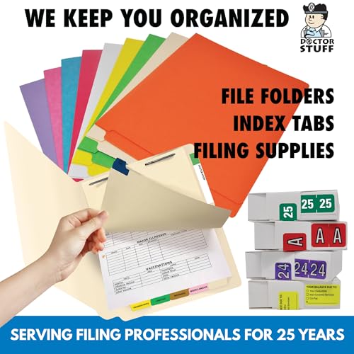 Pink File Folders, Doctor Stuff, Legal Size Reinforced End Tab Folder with 2" Bonded Fastener on Inside Front and Back, 14 pt Stock, Box of 50