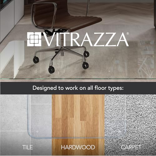 Vitrazza Glass Office Chair Mat 36x36, Luminoso, for Carpet & Hard Floors