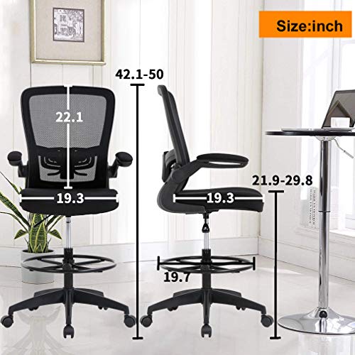BestOffice | Tall Drafting Chair | Black | Ergonomic Office Chair