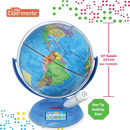 Little Experimenter Interactive 9" Talking Globe, Smart Pen, STEM Ages 8-12