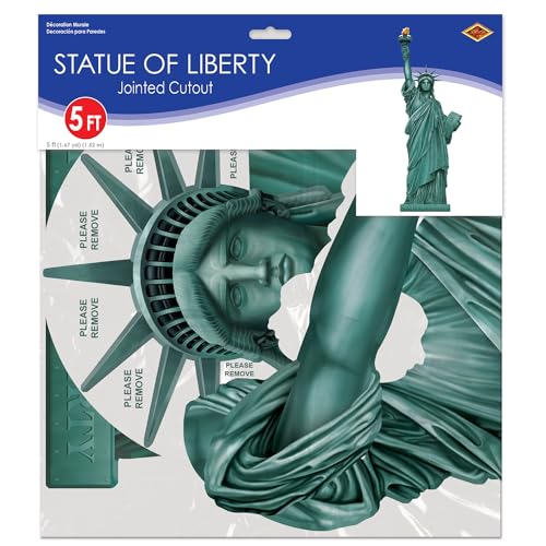 Beistle Statue of Liberty Cutout Decorations – 18” Patriotic Silhouette Wall Décor, Cardstock Americana Party Supplies, July 4th Independence Day Classroom Holiday New York Theme Decorations, 2 Pack