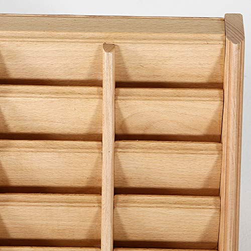 M&T Displays 5 Tiered Wooden Business Desk Card Holder 25 Pockets Natural Wood Desktop Organizer Table Top Decor Display Stand Sign Accessories for Office Restaurant Store Shop Home Decoration