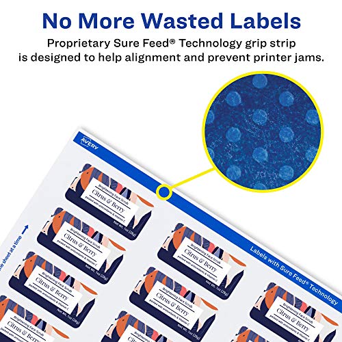 Avery® Printable Durable White Rectangle Labels, Sure Feed® Technology, 1" x 2", Print-to-the-Edge, Waterproof Labels, Laser & Pigment-Based Inkjet Compatible, 2400 Total