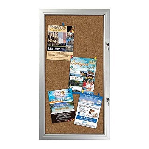 M&T Displays Enclosed Cork Bulletin Board Silver Aluminum Outdoor Noticeboard for Office School Classroom Hospital Commercial Use (6X(8.5x11 in))