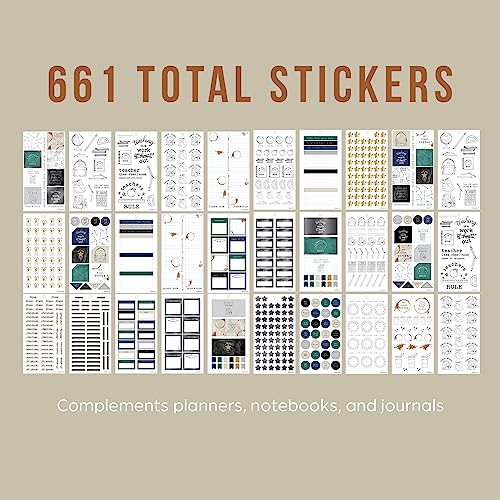 Happy Planner Sticker Pack, Multicolored Planner Stickers for Teachers, Back-to-School Accessories, Big Size, Here We Go Again Theme, 30 Sheets, 661 Stickers Total