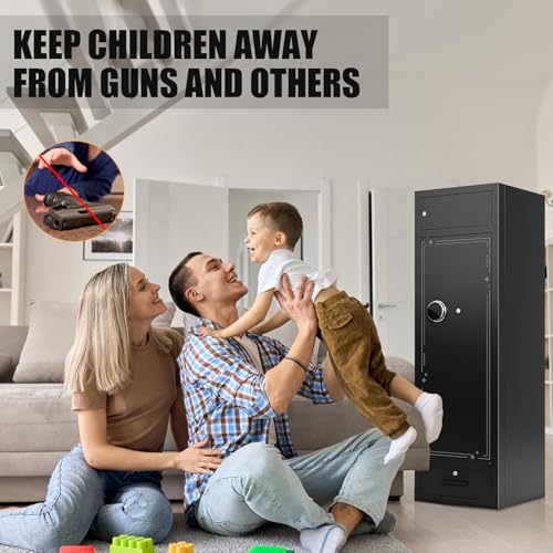 Zevemomo 10-12 Gun Cabinet, Gun Safe for Rifles and Pistols with Drawer