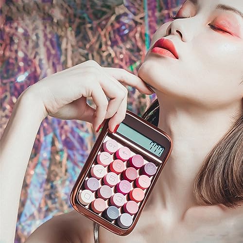 HTLNUZD Desktop Calculator 10 Digit Large LCD Display Handheld Cute Jelly Beans Mechanical Keyboard Calculator for Office, School, Home, Business (Rose Gold)