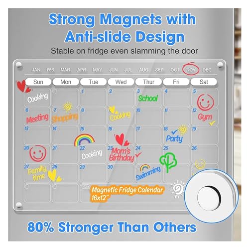Magnetic Fridge Calendar Weekly Planner Monthly Dry Erase Board(Calendar with Weekly)