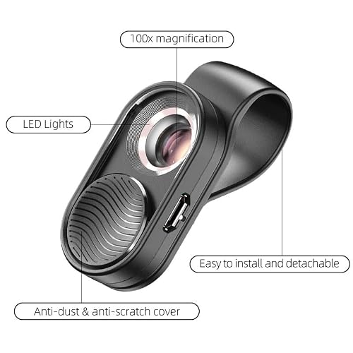 Microscope Accessories Kit for Adult 100X Mobile Phone Microscope Micro Lens LED Light Pocket Mini Magnifying Glass Microscopes Accessory