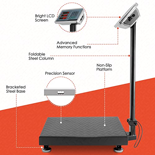 Industrial Scale, Shipping, Packages, Platform, Black, 600 LB