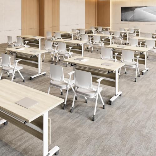 RIXNOMA Folding Conference Table with Wheels, Modular Joinable Meeting Table for Office, Training, Classroom and Seminar Use
