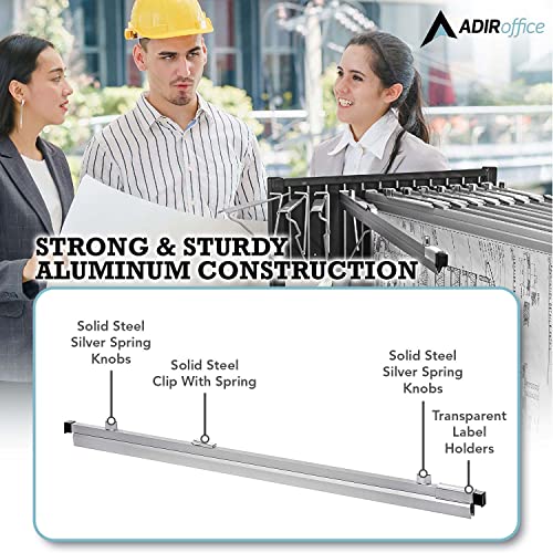 Adir Blueprint Clamp 18 Inches - Blueprint Clips, Blueprint Binding Strips, Architectural Blueprint Binders for Blue Print Organizers, Poster, Maps & Construction Plan Holder (Pack of 6)