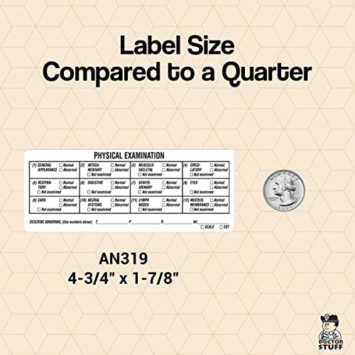 Veterinarian Physical Examination Stickers, Doctor Stuff Veterinarian Stickers, 4-3/4" x 1-7/8", White, 240/Roll, Tabbies Veterinary V-AN494 and V-AN319