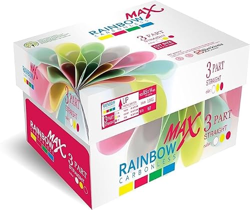 Rainbow Max Carbonless 8.5 x 11, (432045) 3-Part Forward (White/Canary/Pink), 10 REAMS