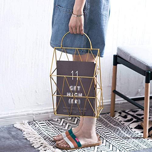 NSUQOA Magazine Holder Hanging Wall Mounted Newspaper Periodical Book Document File Organizer Basket Metal Shelf Storage Container Di(Gray)