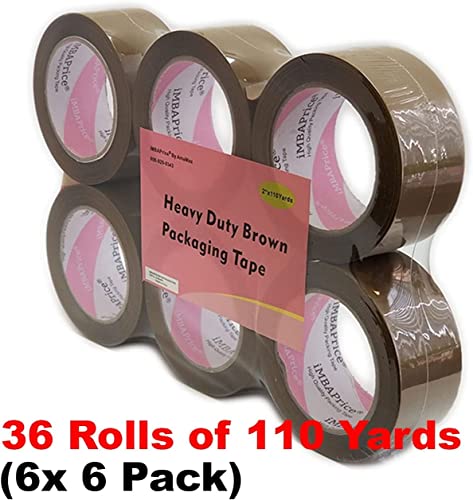 iMBAPrice 2 Inch Brown Packing Tape, 36 Rolls x 110 Yards I 3,960 Total Yards, Heavy Duty Packaging Tape, for Mailing, Carton & Box Sealing, Moving, Shipping Packing