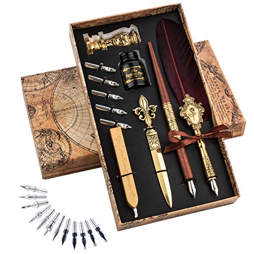Hethrone Feather Pen and Ink Set Calligraphy Fountain Dip Pens