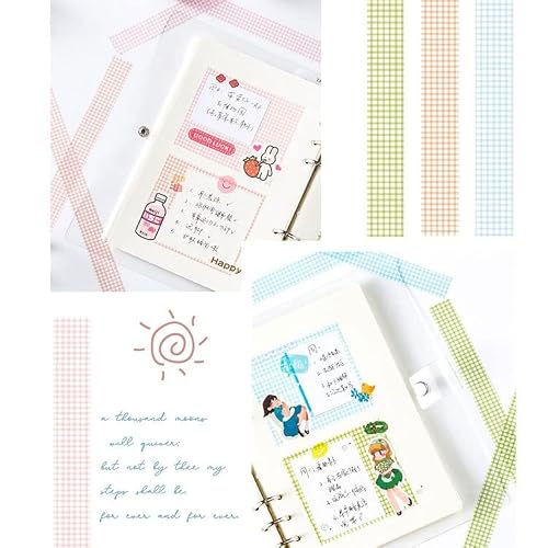 QERTYHJK Color Grid Washi Tape Set Adhesive DIY Scrapbooking Sticker Label Masking