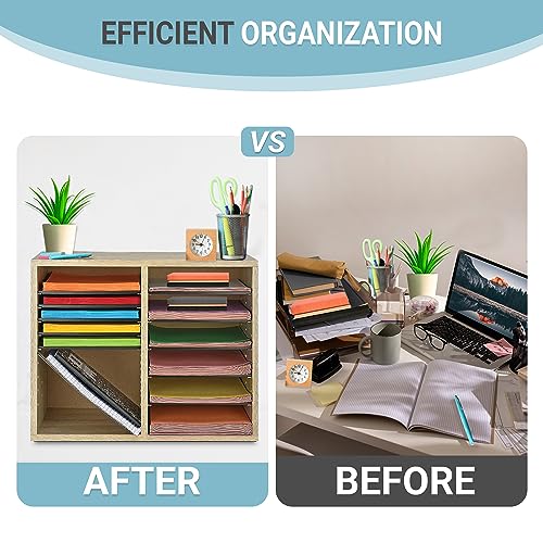 AdirOffice Cardboard Paper Organizer - Classroom Mailbox, Literature Organizers, Office Sorter Mailboxes, Construction Papers Storage with Slots, Compartment Shelf Holder (15 Slot, Blue)