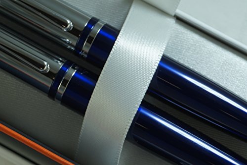 Cross Midnight Blue, polished Appointments and Cross signature mid Band Calaise Selectip Black Gel Ink Rollerball pen and Ballpoint Pen set.