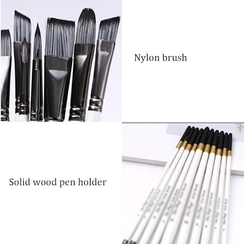 Nylon Hair White Art Paintbrush Sets 10 Combination Acrylic Brush Set