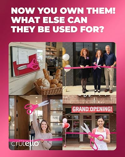 Crutello Ribbon Cutting Ceremony Kit - 20" Giant Pink Scissors & Ribbon