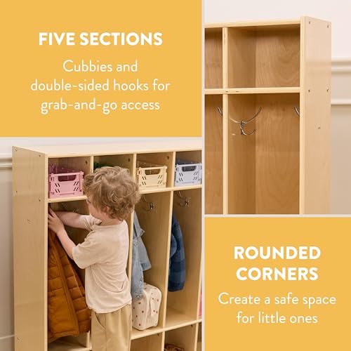 Back2School Express Sleekline 5-Section Storage Coat Locker, Kids Furniture, Natural