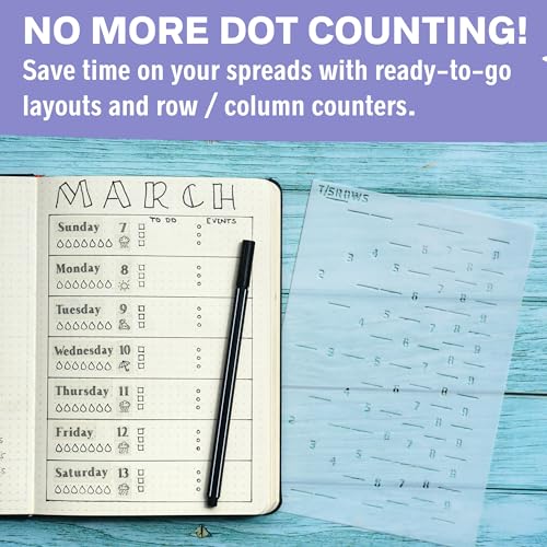 Bullet Bundle Planner Stencils for A5 Journals - 21 Layout Templates Sized for A5 5mm Dot Grid Journals - DIY Templates for Weekly, Monthly Calendars, Habit Trackers, Productivity Planner