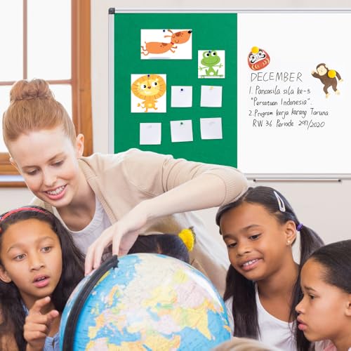NEWPUTE White Board and Cork Board Combo - 44 x 32 Inches Large Dry Erase Whiteboard and Bulletin Board, Magnetic Wall Pin Display Board for Home, Classroom & Office, 32"x44" Green