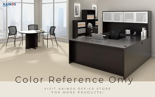 GOF Office Desk Executive Computer Workstation with Hanging Box/File Pedestal, Grommets, Durable Laminate– Modern Commercial Desk for Home Office, Work, or Study (Espresso, 66" W x 30" D)