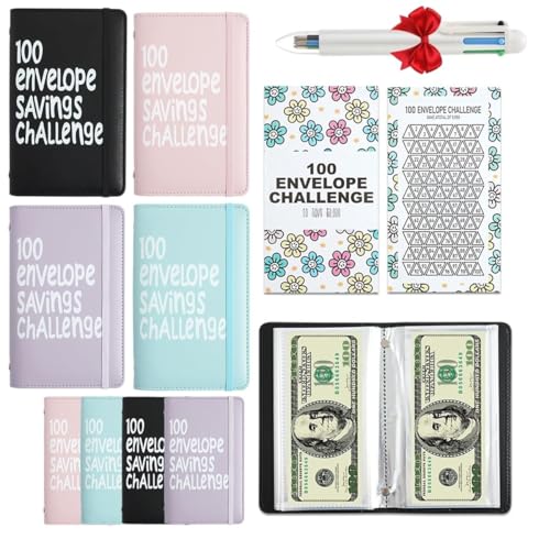 100 Days Money Saving Challenge Coin Envelope Budgetstorage Book, Money Saving Binder, Cash Envelopes for Budgeting, Budget Planner Binder to Save $5,050 and $500 and $10,000(Mixed)