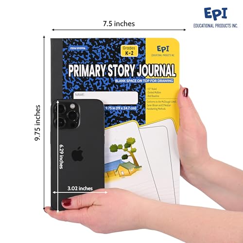 48 Pack - EPI Primary Ruled Composition Notebook Black - 200 Pages (100 Sheets), 9-3/4 x 7-½ - Classroom Back to School Supplies, Heavy Duty, Durable Hardcover Office Notebooks, Sewn