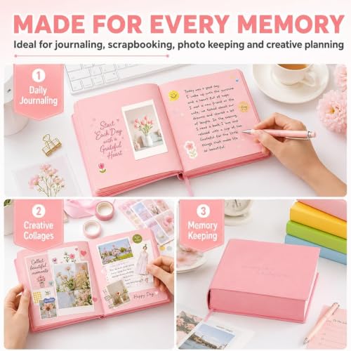 narauti Thickened Color Brick Notebook, A5 720 Hardcover Journal with PU Leather Cover, Solid Pages, Thick Paper, Ribbon Bookmark, Cute Diary Planner for School Office Study Travel Gift (#01)